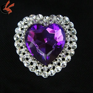purple heart crystal rhinestone brooch