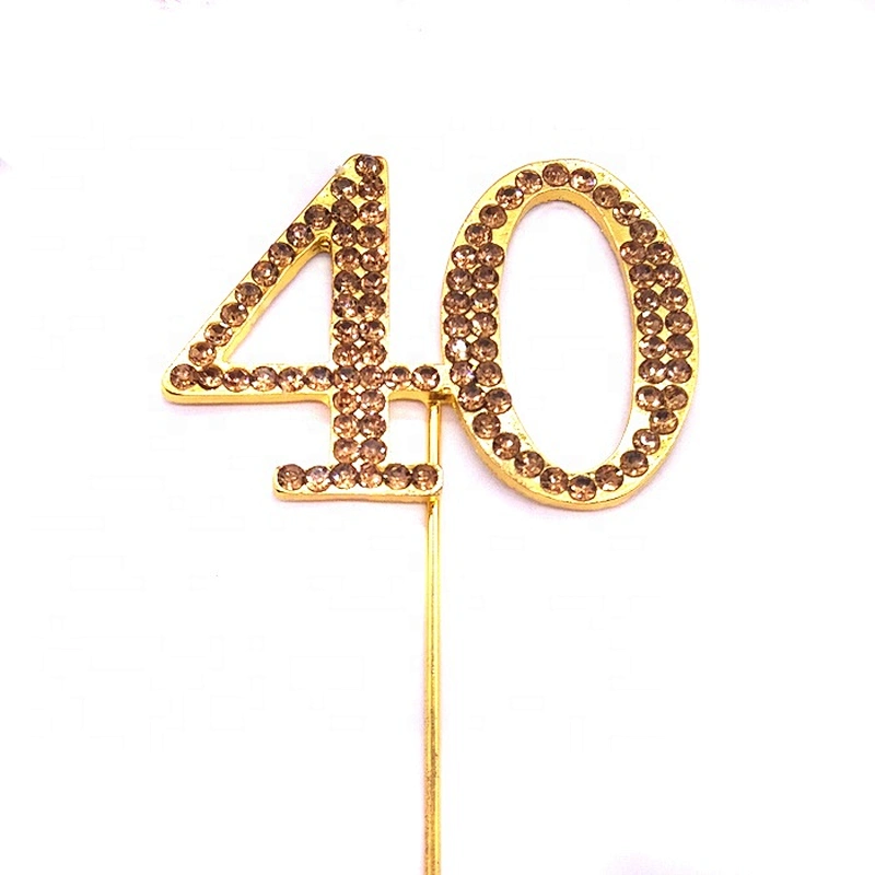 gold Rhinestone 30th Birthday Anniversary vow renewal cake pick