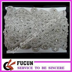 Elegant Silver and Rhinestone Beaded Trim Handmade crystal beaded appliques