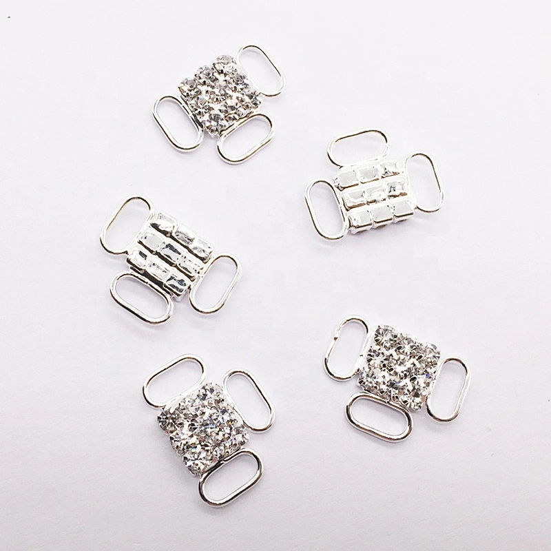 Silver Three Loops Swimwear Suit Ornament Rhinestone Bikini Connector
