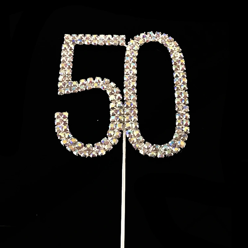 Shinning Silver 6cm Numbers Crystal Rhinestone ab Cake Pick Cake Toppers For Wedding Birthday Party Decoration