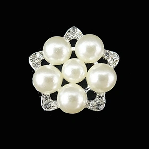 cheap wedding decoration fancy imitated small size pearl beaded button brooch