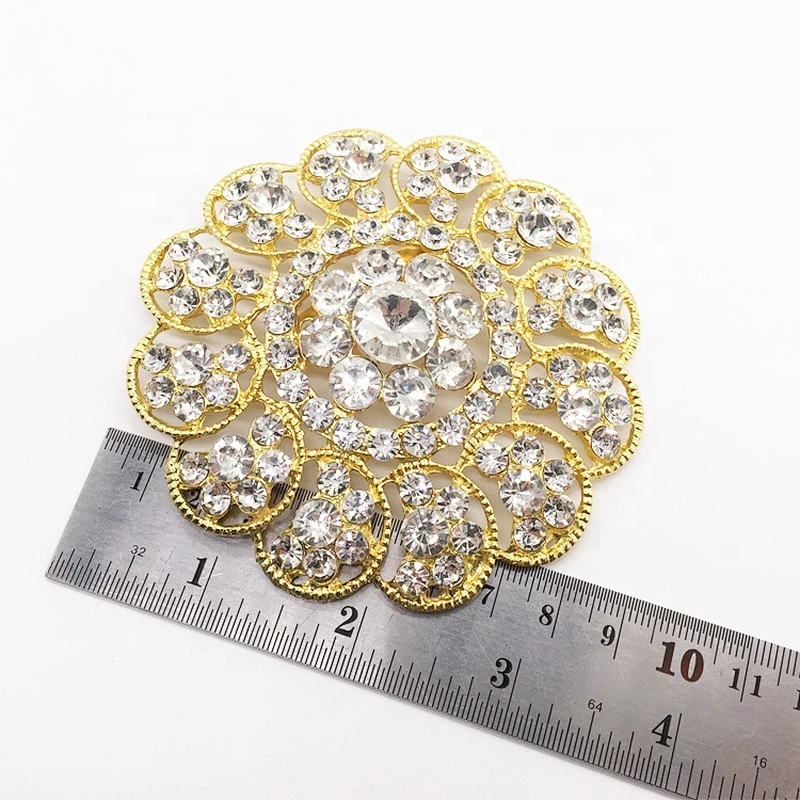 Vintage style glass crystal rhinestones women and men wedding topper brooch extra large wedding brooch