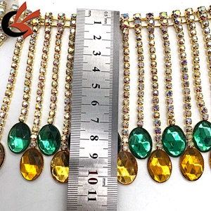 Carnival Rhinestone Fringe Chain Rhinestone Tassels Trim Cup Trim