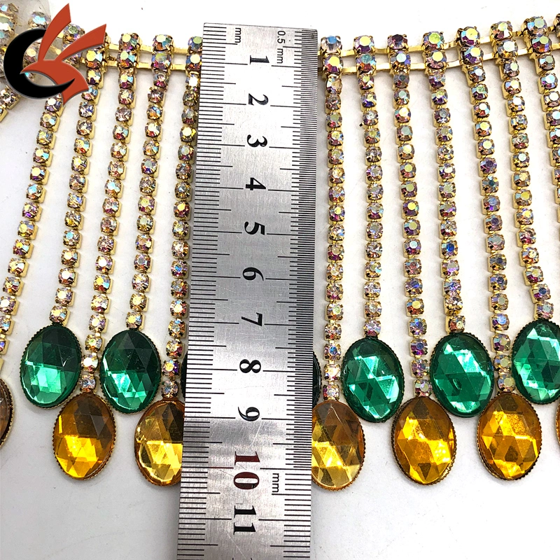 Carnival Rhinestone Fringe Chain Rhinestone Tassels Trim Cup Trim