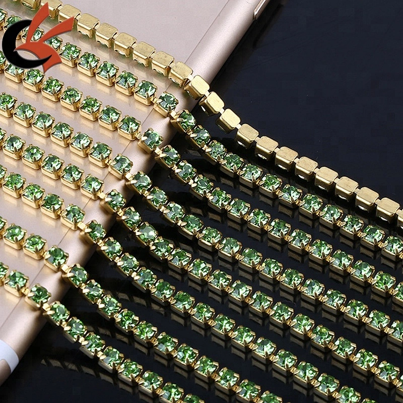SS16 wholesale Silver Crystal Rhinestone Close Chain Trim