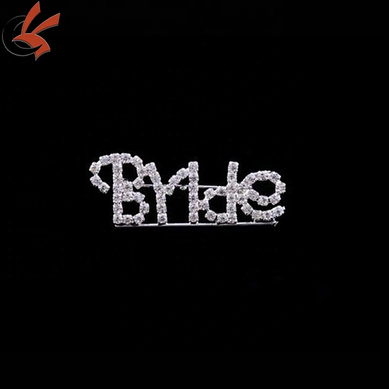 bride letter rhinestone name brooch pin for wedding