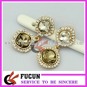 latest fashion design dubai gold plated rhinestone earrings jewelry China wholesale