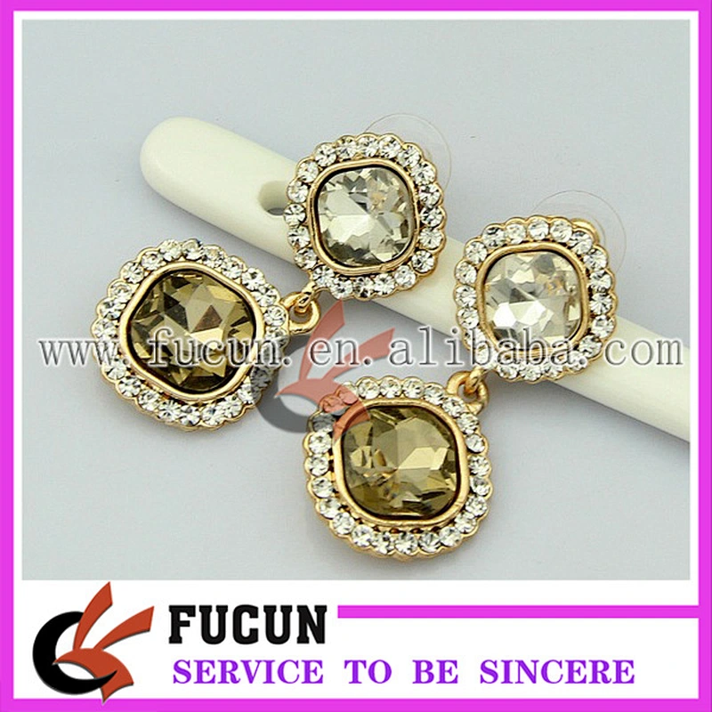 latest fashion design dubai gold plated rhinestone earrings jewelry China wholesale