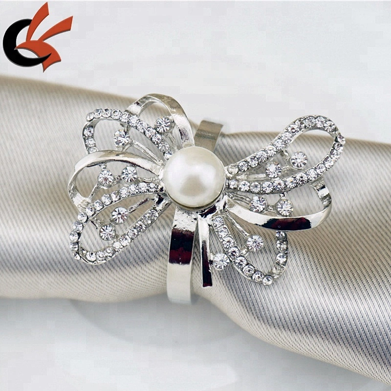 2019 New Pearl and Rhinestone Wedding Napkin Holder Napkin Rings