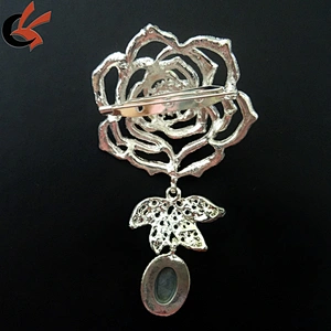 wholesale garment decorative clear rhinestone rose brooch