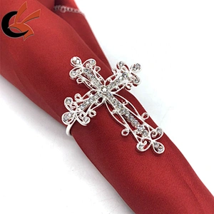 Wedding party christening table decoration rhinestone cross napkin ring holders