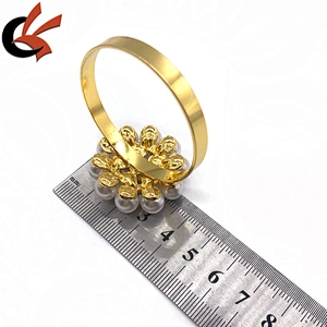 Crystal Metal gold Pearl rhinestone napkin rings for wedding table decoration