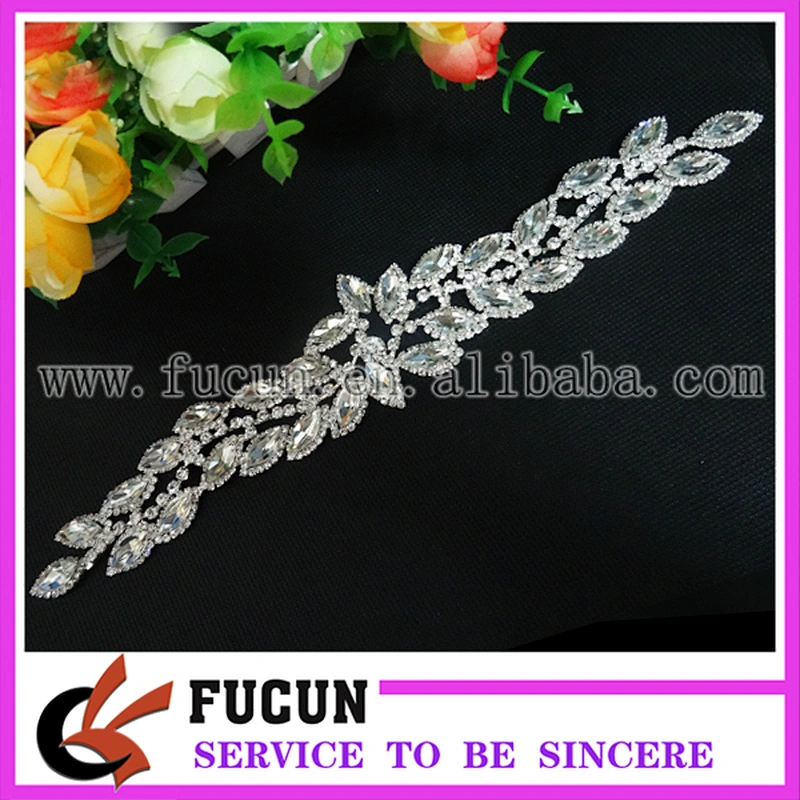 wholesale stunning crystal rhinestone appliques for bridal belt evening dress decoration