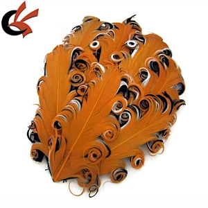 purple on orange and black 3 tones curly goose feather pad for headband