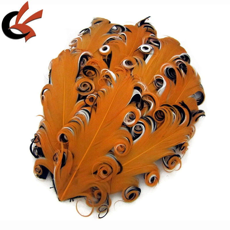 purple on orange and black 3 tones curly goose feather pad for headband