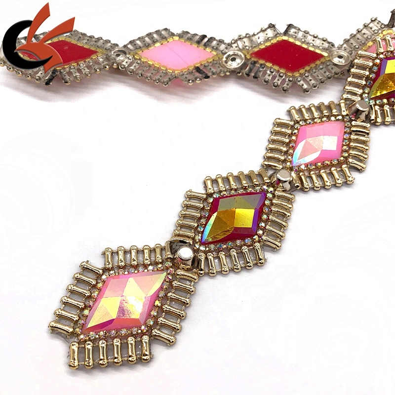 Factory wholesale iron on colors AB resin trimming hot fix rhinestone tape