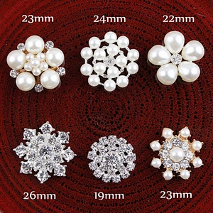 Custom various shapes pearl crystal rhinestone button flower rhinestone button Guangzhou Factory Wholesale