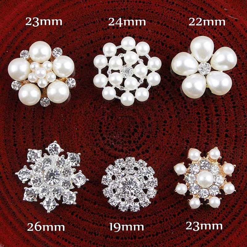 Custom various shapes pearl crystal rhinestone button flower rhinestone button Guangzhou Factory Wholesale
