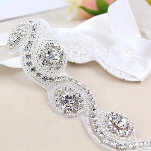 crystal wedding rhinestone embellished bridal sash laces appliques hairband trims