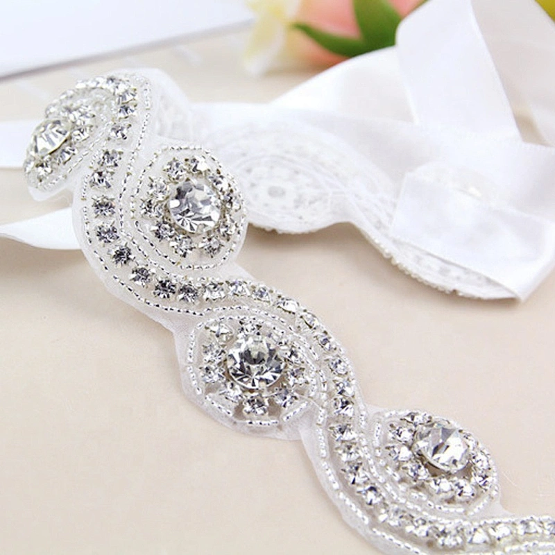 crystal wedding rhinestone embellished bridal sash laces appliques hairband trims