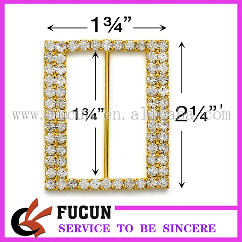 New Arrival Rectangle Rhinestone Ribbon Slider Buckles