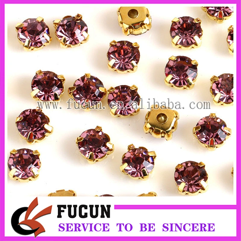 DIY round rhinestones with silver/gold metal settings claw cup sew on rhinestones for wedding dress
