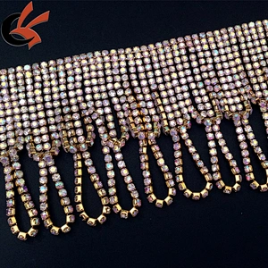 Shiny and sparkly AB crystal rhinestone chain trims rhinestone beaded trimming