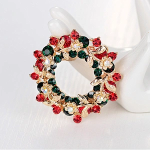 Merry Christmas Hanging Bell Wreath Brooch Pins for Decoration