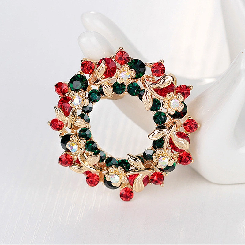 Merry Christmas Hanging Bell Wreath Brooch Pins for Decoration