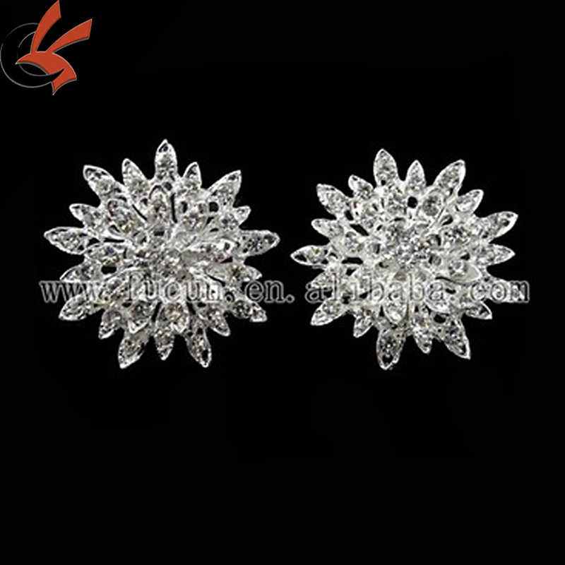 Rhinestone Crystal Wedding Bridal Bouquet Silver Flower Faux Pearl Brooch Pin