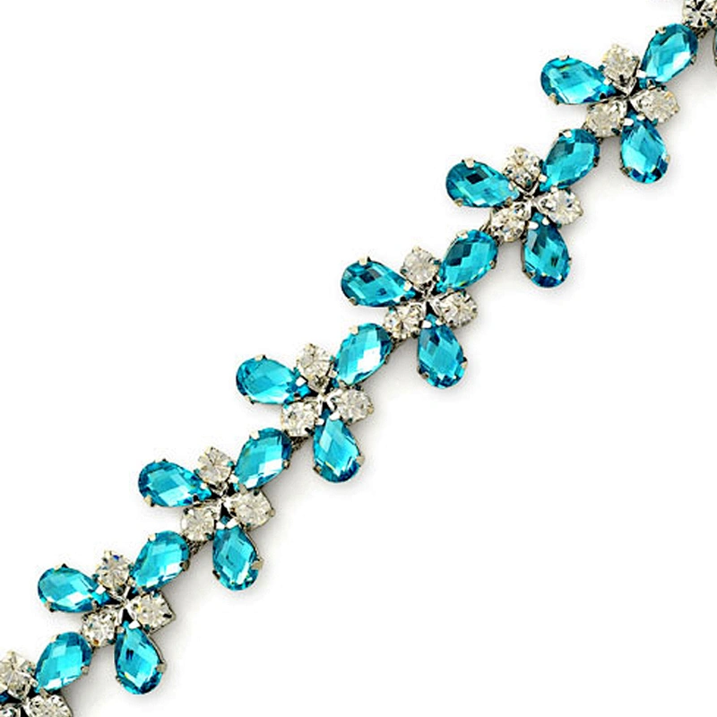 wholesale cheap costume decoration silver rhinestone bridal applique sash trim by yards