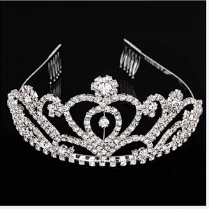 Wholesale large style wedding jewelry rhinestones bridal tiara with comb