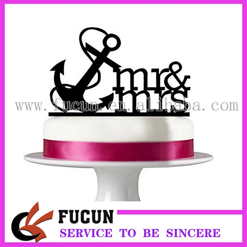 China wholesale wedding couple Mr and Mrs black acrylic cake topper