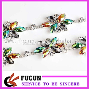 unique costume applique color AB rhinestone trims