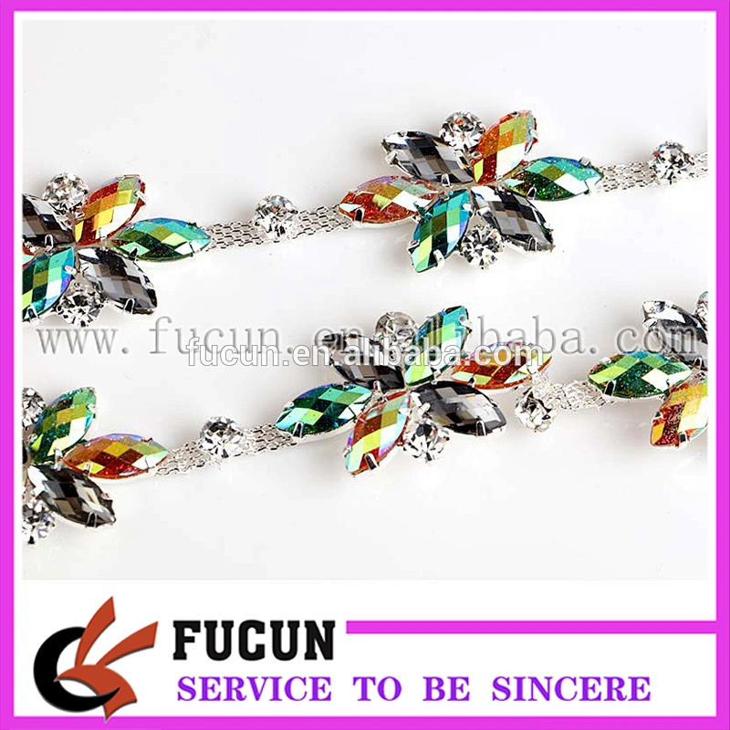 unique costume applique color AB rhinestone trims