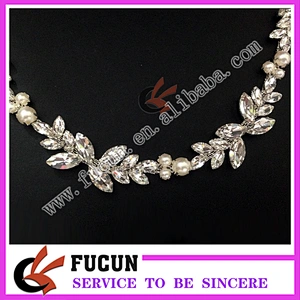 sew on wedding decoration Crystal Rhinestone pearl Chain Bridal Trim