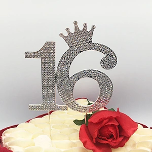 Factory Price Bling Cake Decoration  16 crown Crystal Rhinestone Cake Topper