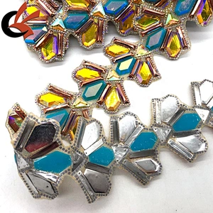 large resin stones decorative Hot fix rhinestone trimming tape back with glue