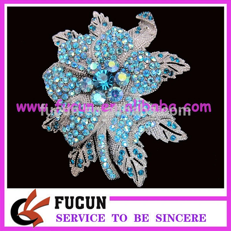 Fashion handmade colorful rhinestone flower brooch with pin