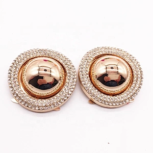 Gold Ornament Decorative Crystal Handbag Round Buckles For Ladies Flat Shoes