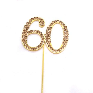 gold Rhinestone 30th Birthday Anniversary vow renewal cake pick