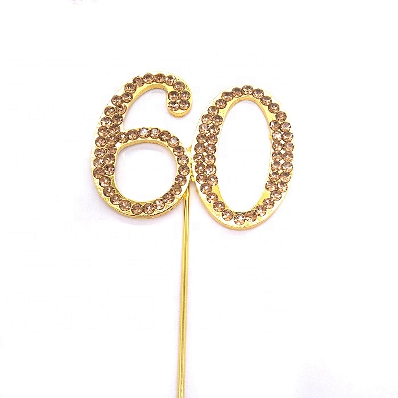 gold Rhinestone 30th Birthday Anniversary vow renewal cake pick