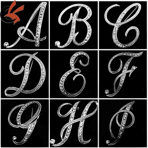 bride letter rhinestone name brooch pin for wedding