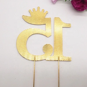 Silver and Gold Crystal Rhinestone 15th Happy Birthday Tiara Crown Cake Topper