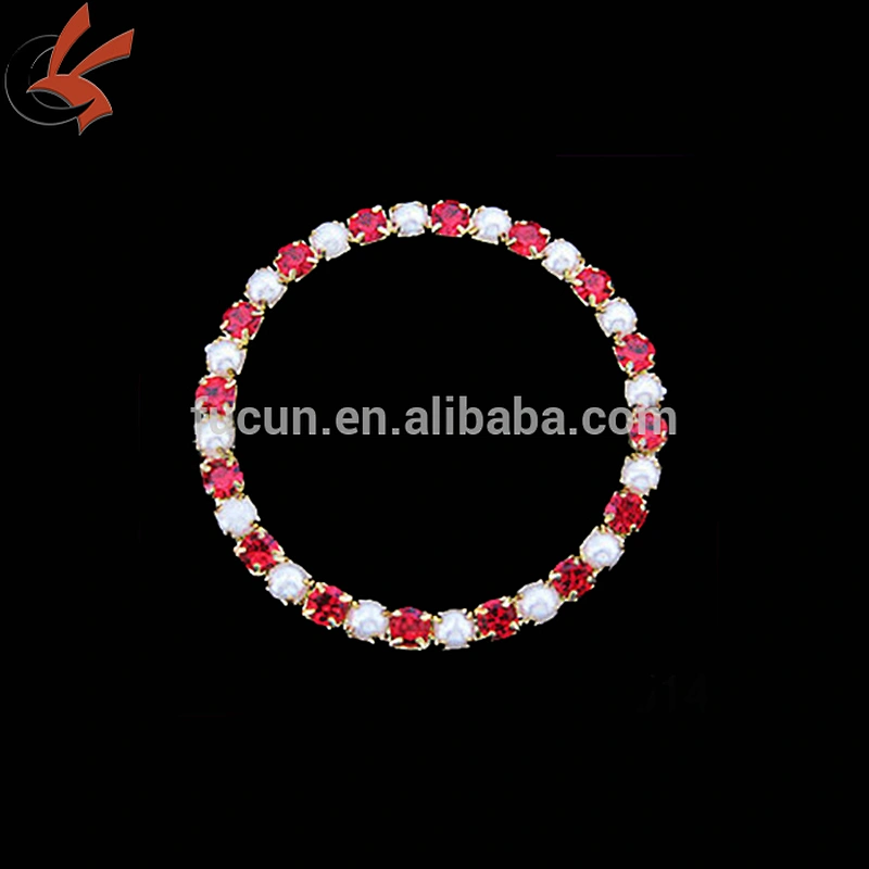 red rhinestone and ivory pearl buckles ribbon sliders