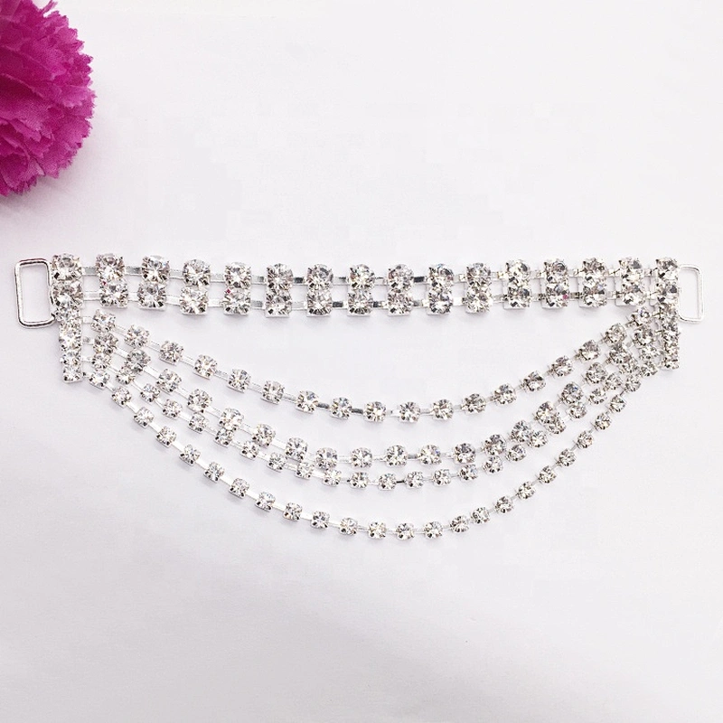 Crystal Six Rows Bikini Connector For Swimming Wear Rhinestone Connector Headband Connector