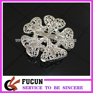 high quality metal and crystal rhinestone women floral brooch/irish channel brooch pins