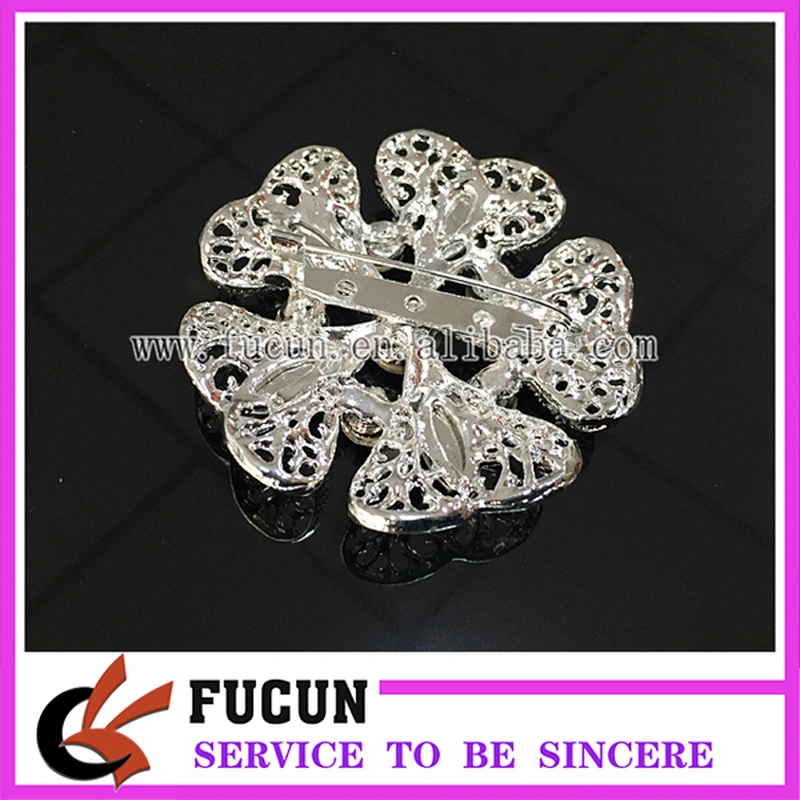 high quality metal and crystal rhinestone women floral brooch/irish channel brooch pins