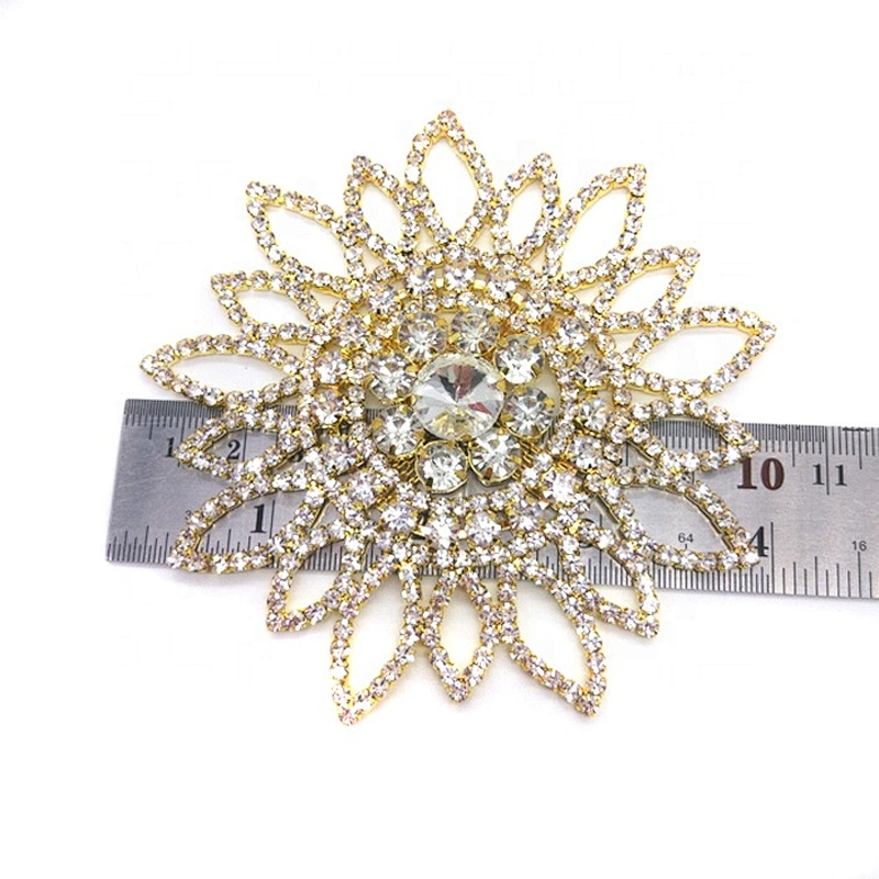 Gold Flatback Sunflower Sew On Crystal Rhinestone Applique